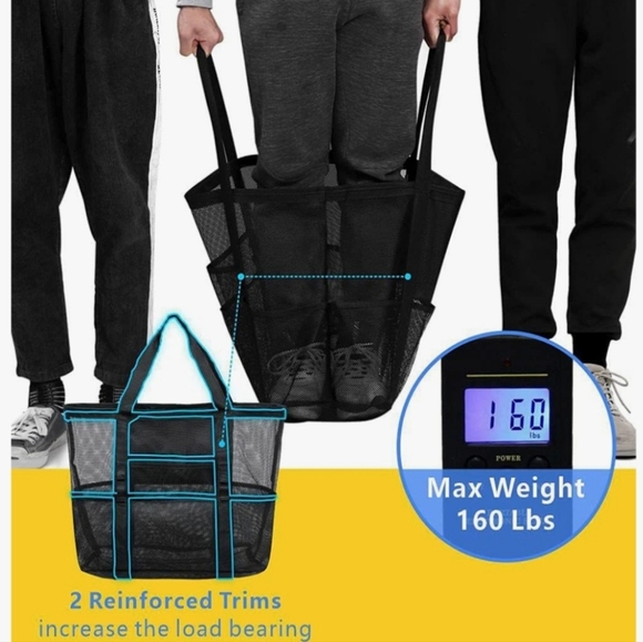 Black Mesh Beach Bag Tote.  New With Out Tags. - Picture 4 of 8